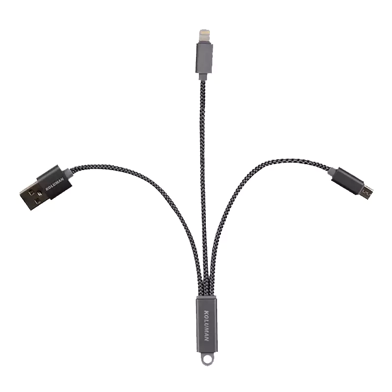 کابل تبدیل USB به microUSB/ لایتنینگ کلومن Kd-22 طول 0.25 متر | Koluman
