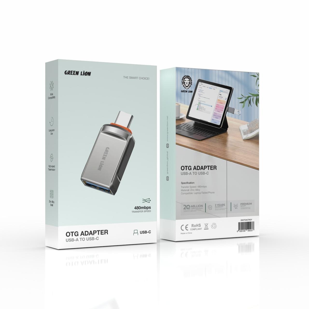 مبدل OTG گرین لاین مدل GNOTGACTAGY USB-A به USB-C